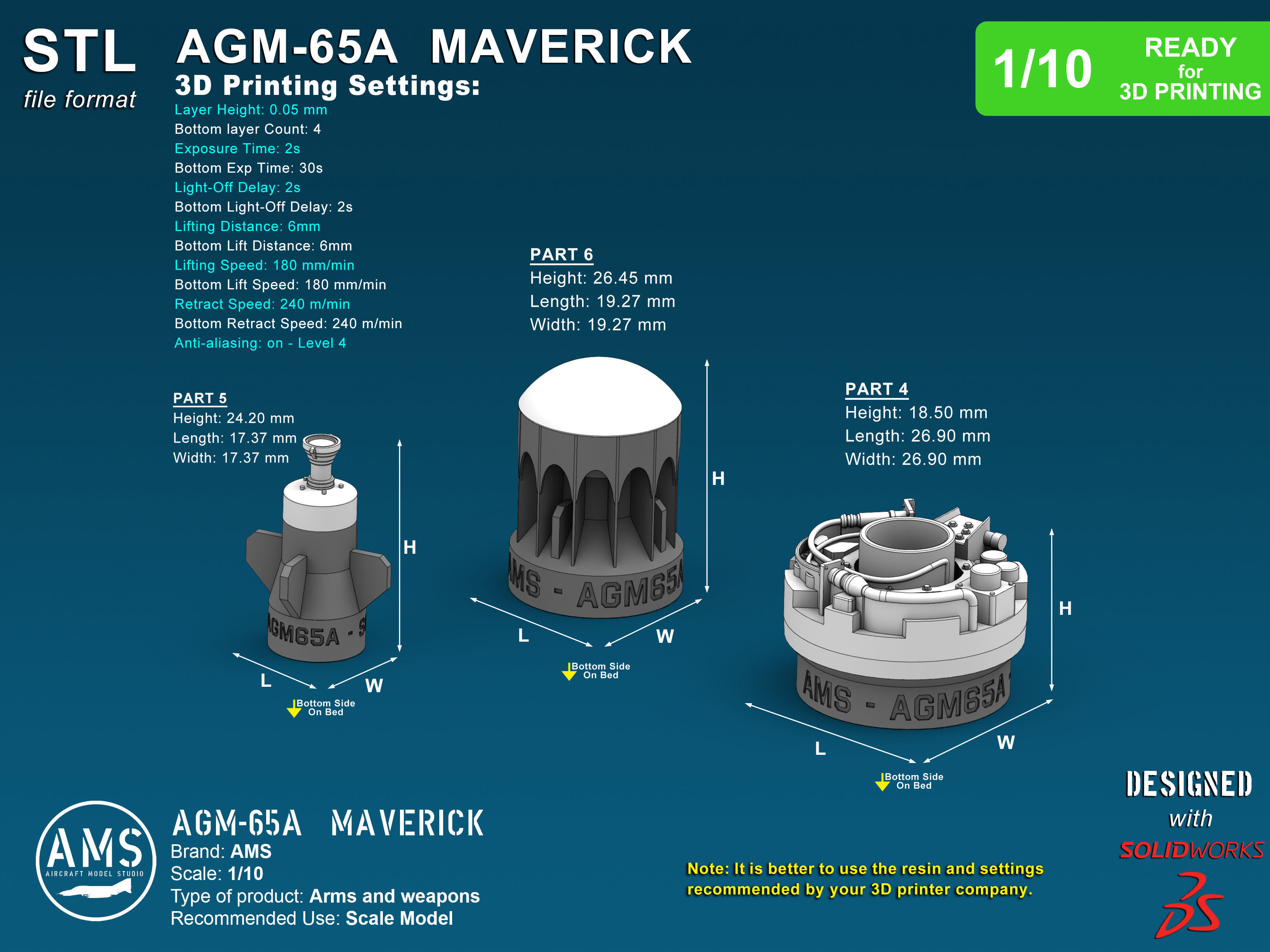 AGM-65A Maverick - Scale 1-10 3D print model_4