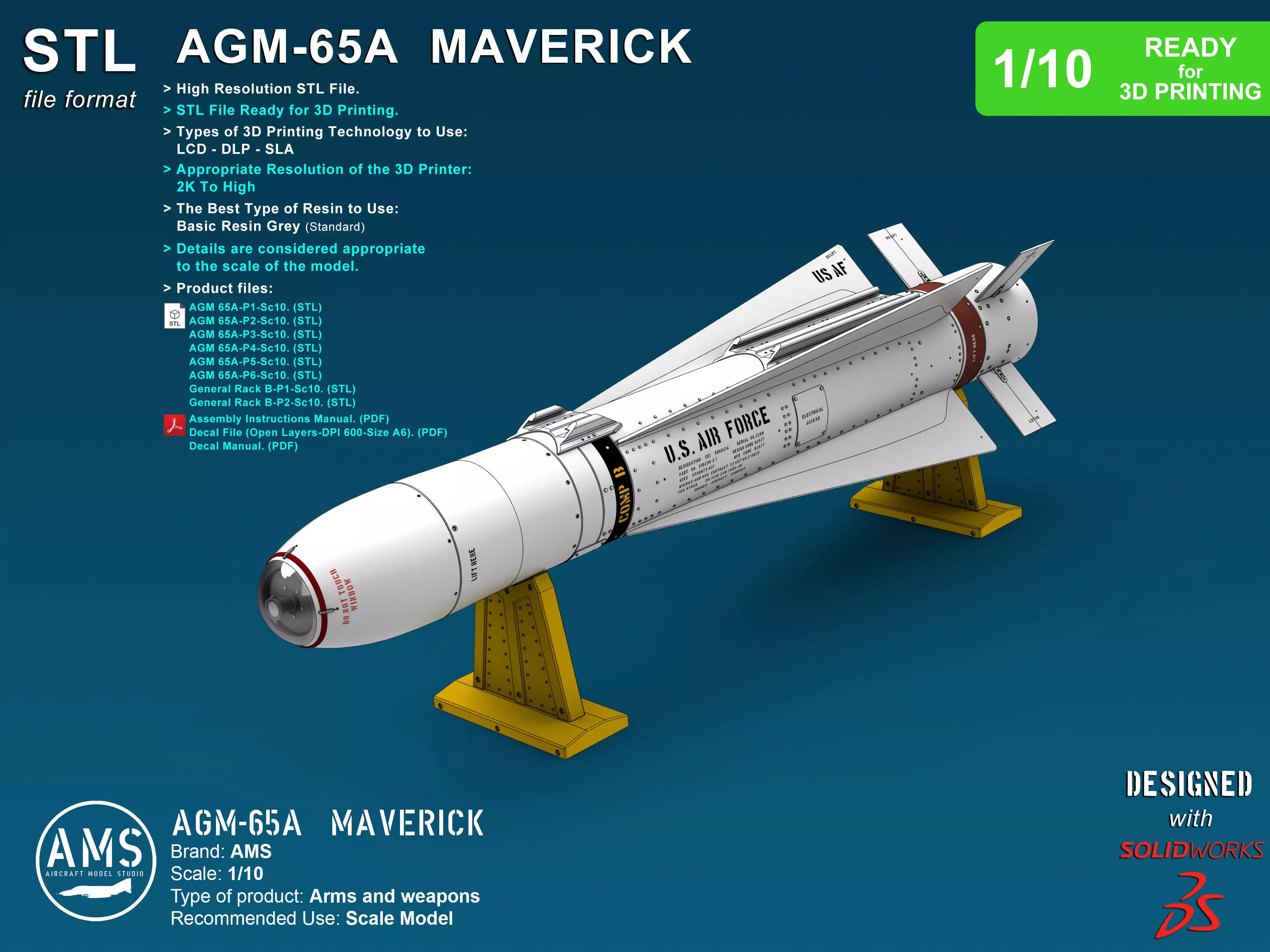 AGM-65A Maverick - Scale 1-10 3D print model_0