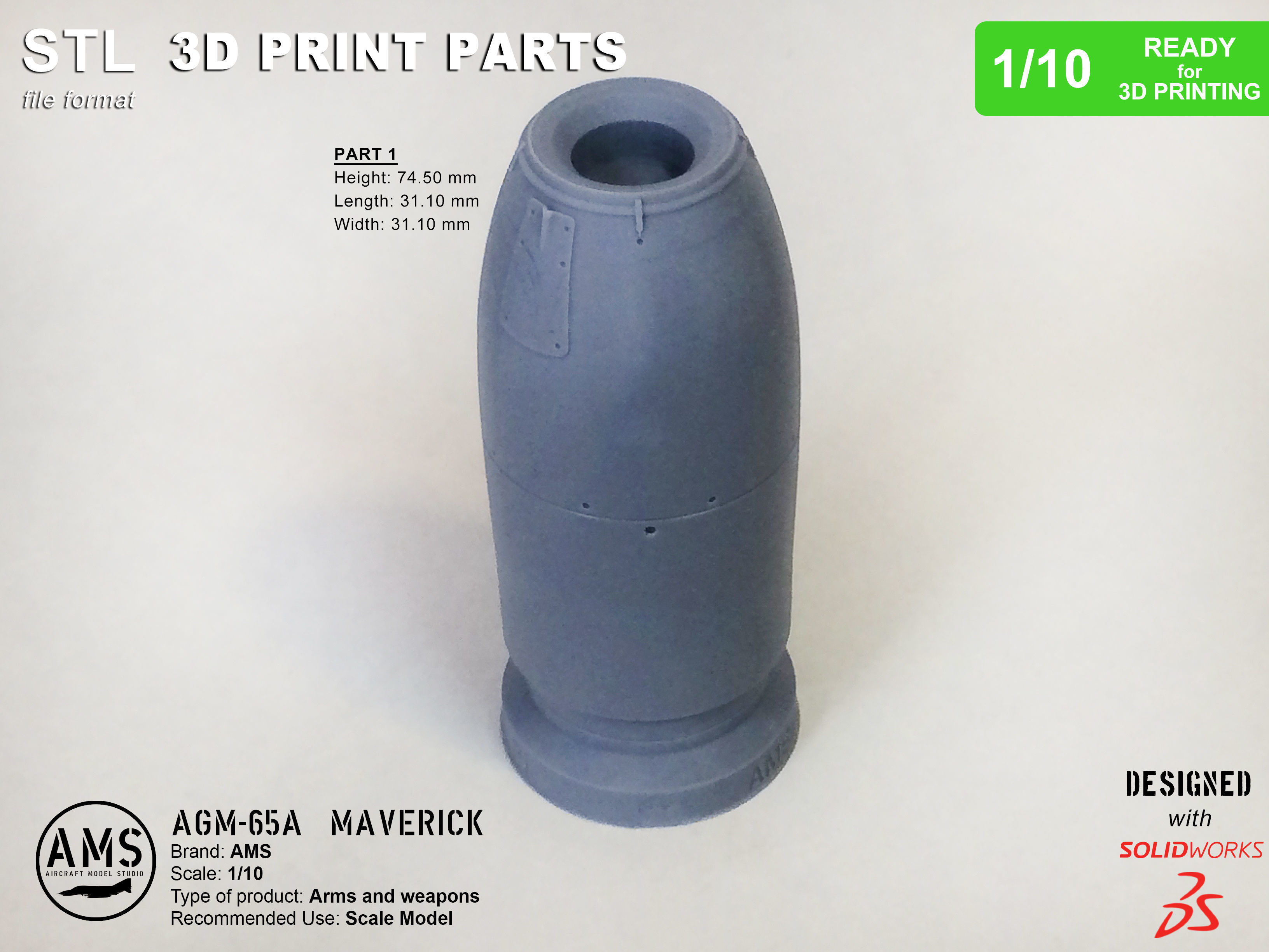 AGM-65A Maverick - Scale 1-10 3D print model_13