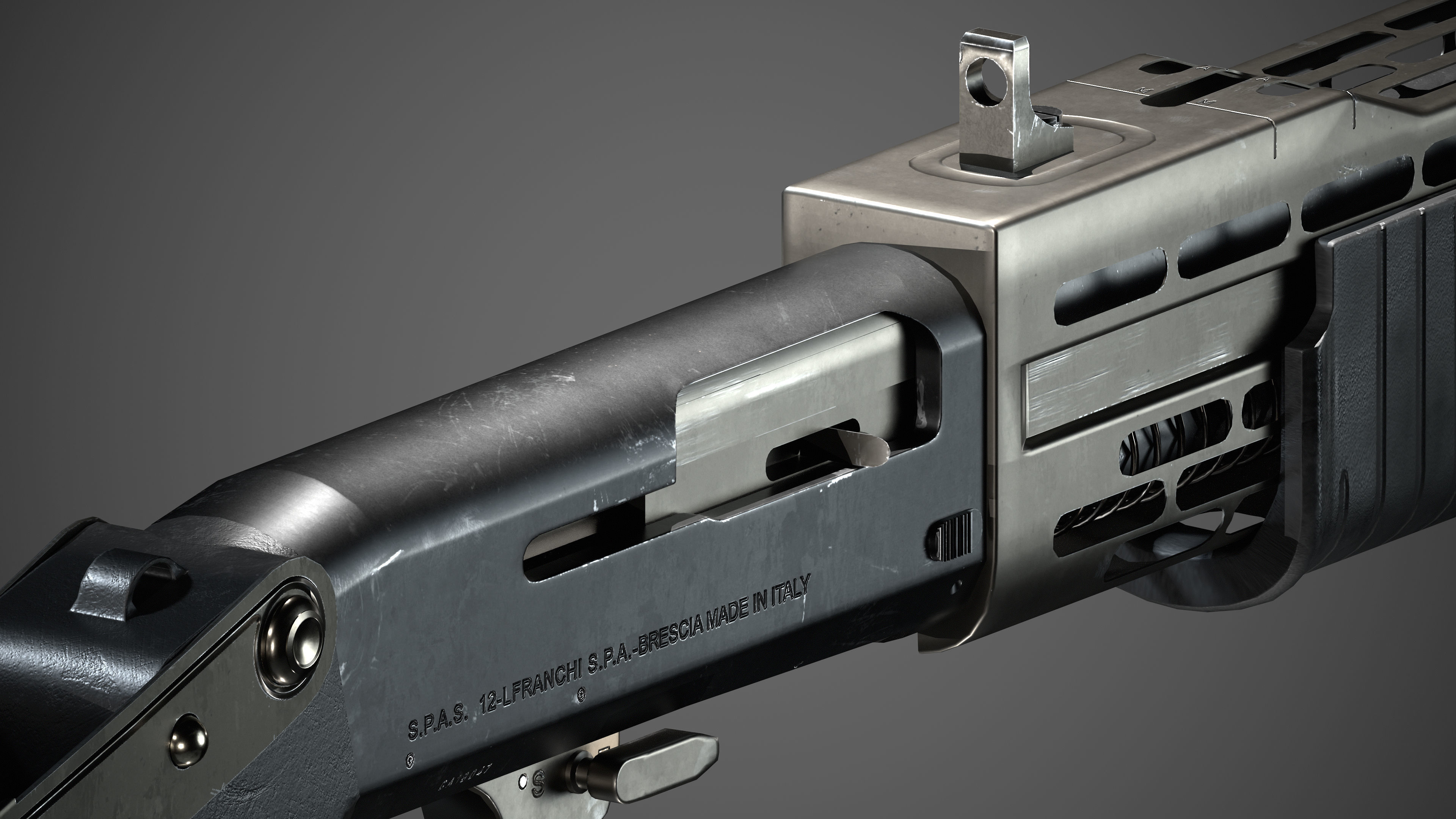 SPAS-12 Game Ready Asset Low-poly 3D model_3