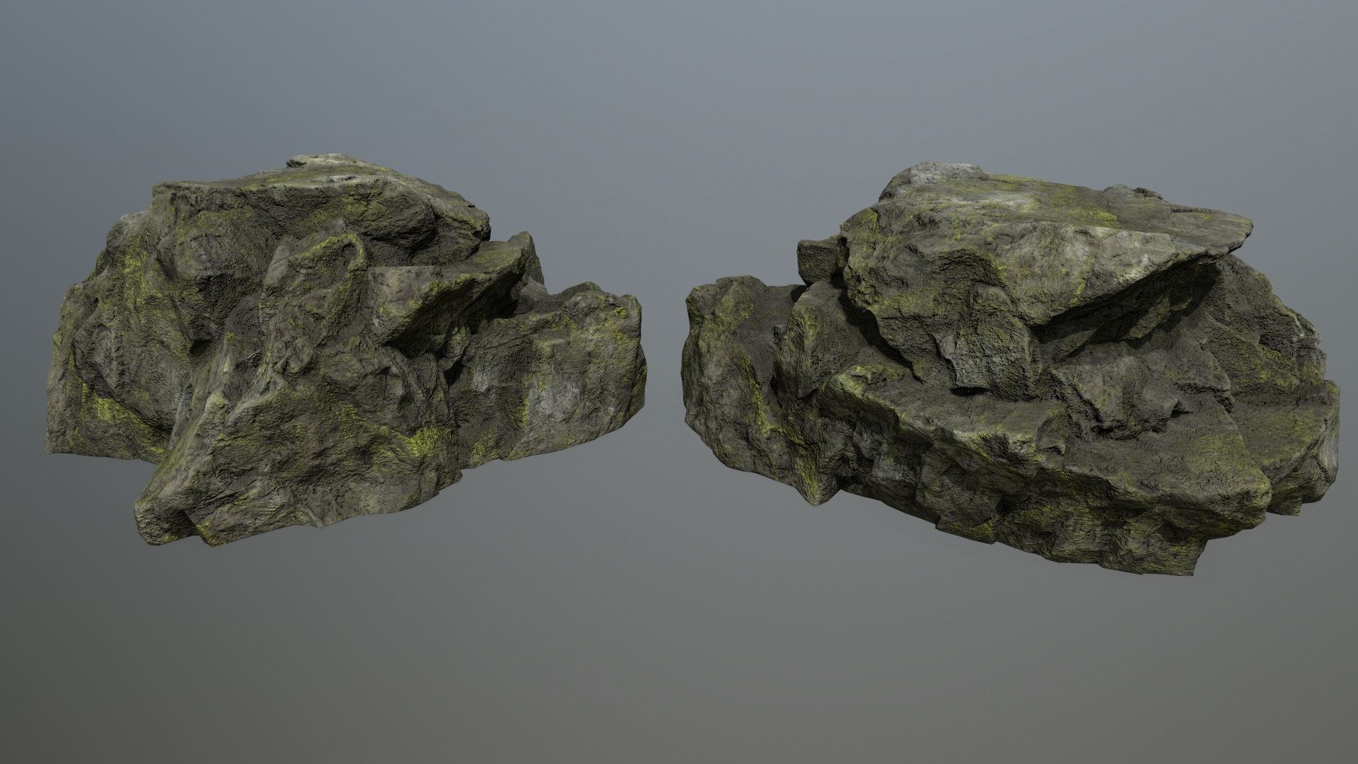 Mossy Rocks Set Low-poly 3D model_4