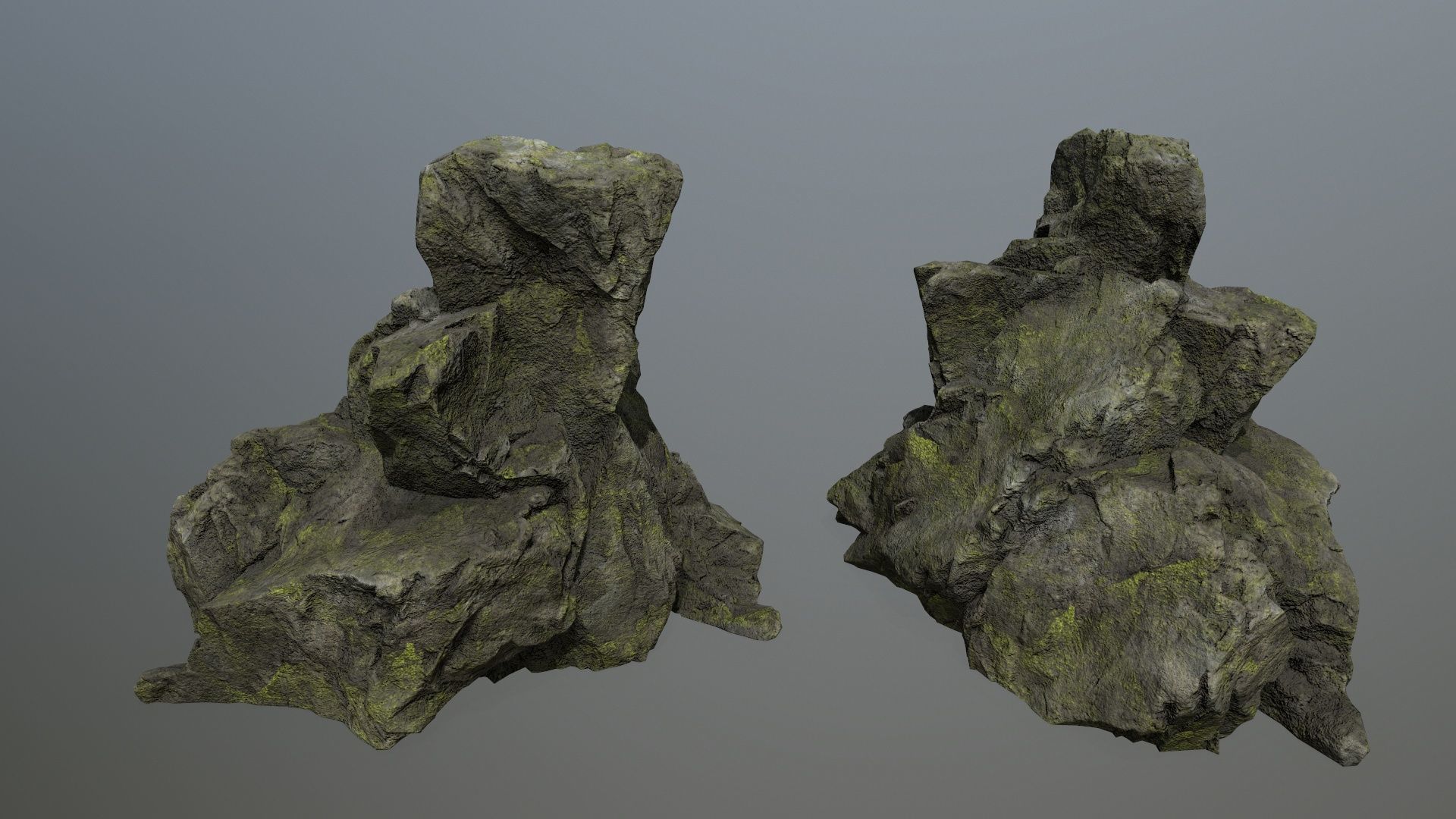 Mossy Rocks Set Low-poly 3D model_3