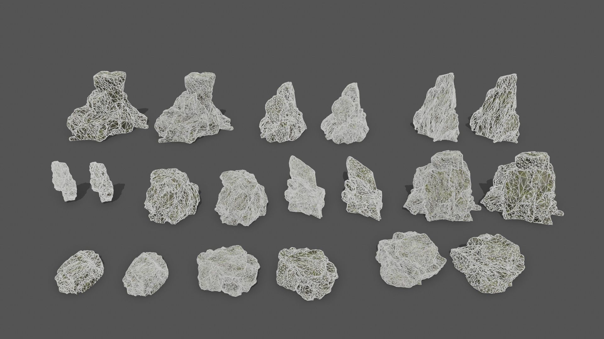 Mossy Rocks Set Low-poly 3D model_24