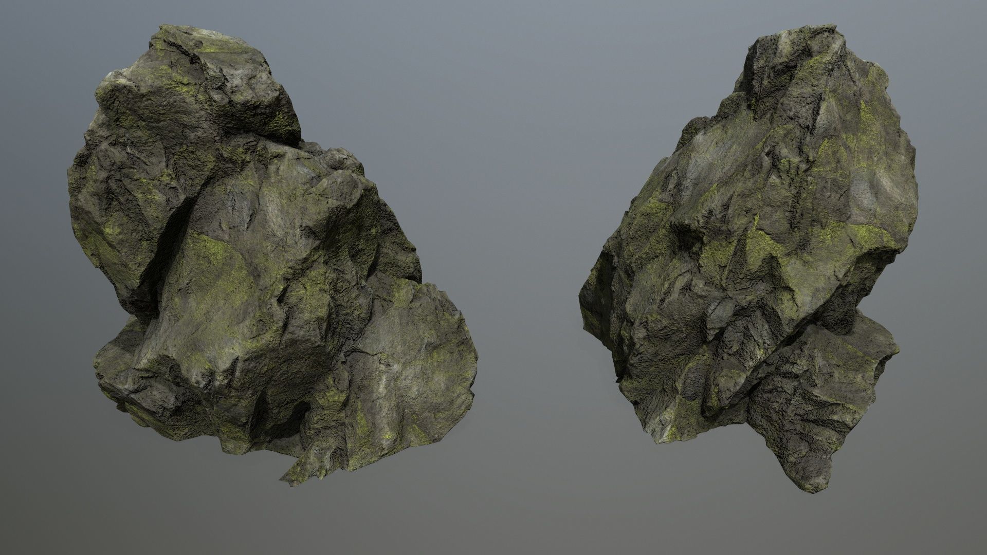 Mossy Rocks Set Low-poly 3D model_6