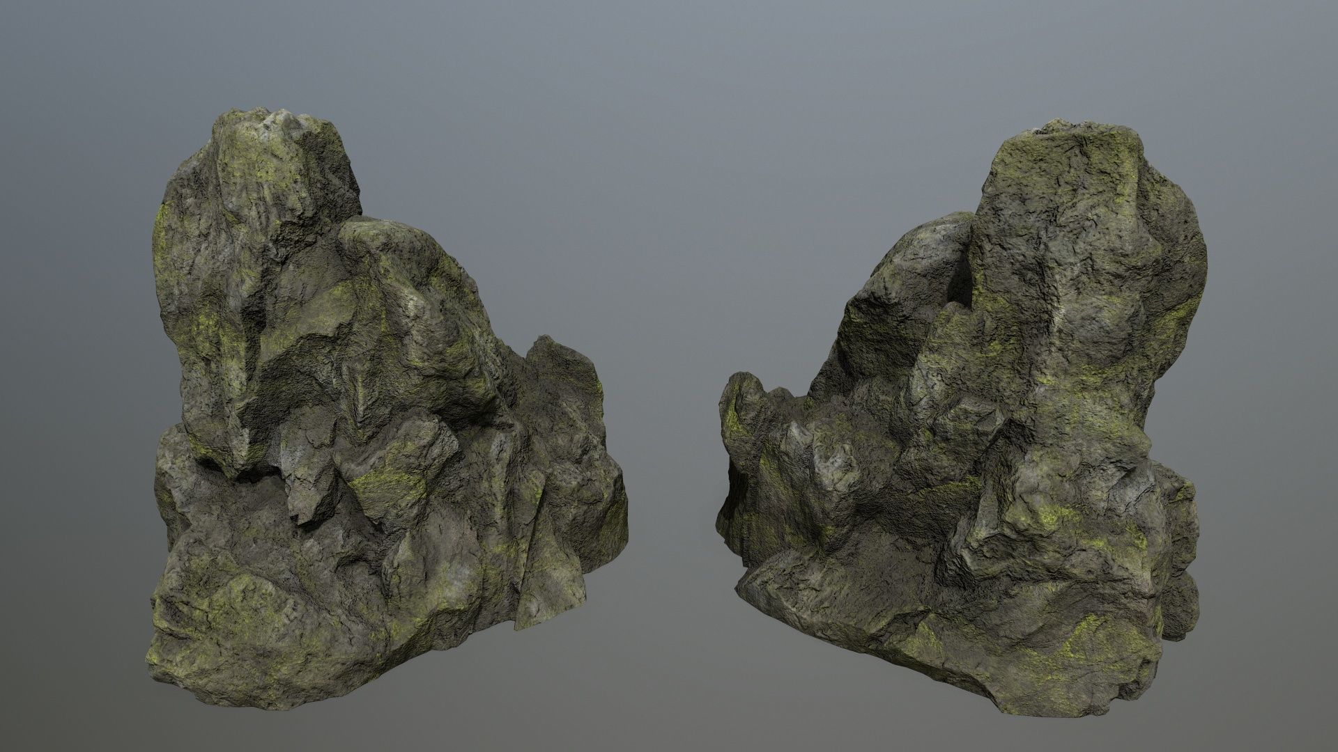 Mossy Rocks Set Low-poly 3D model_8