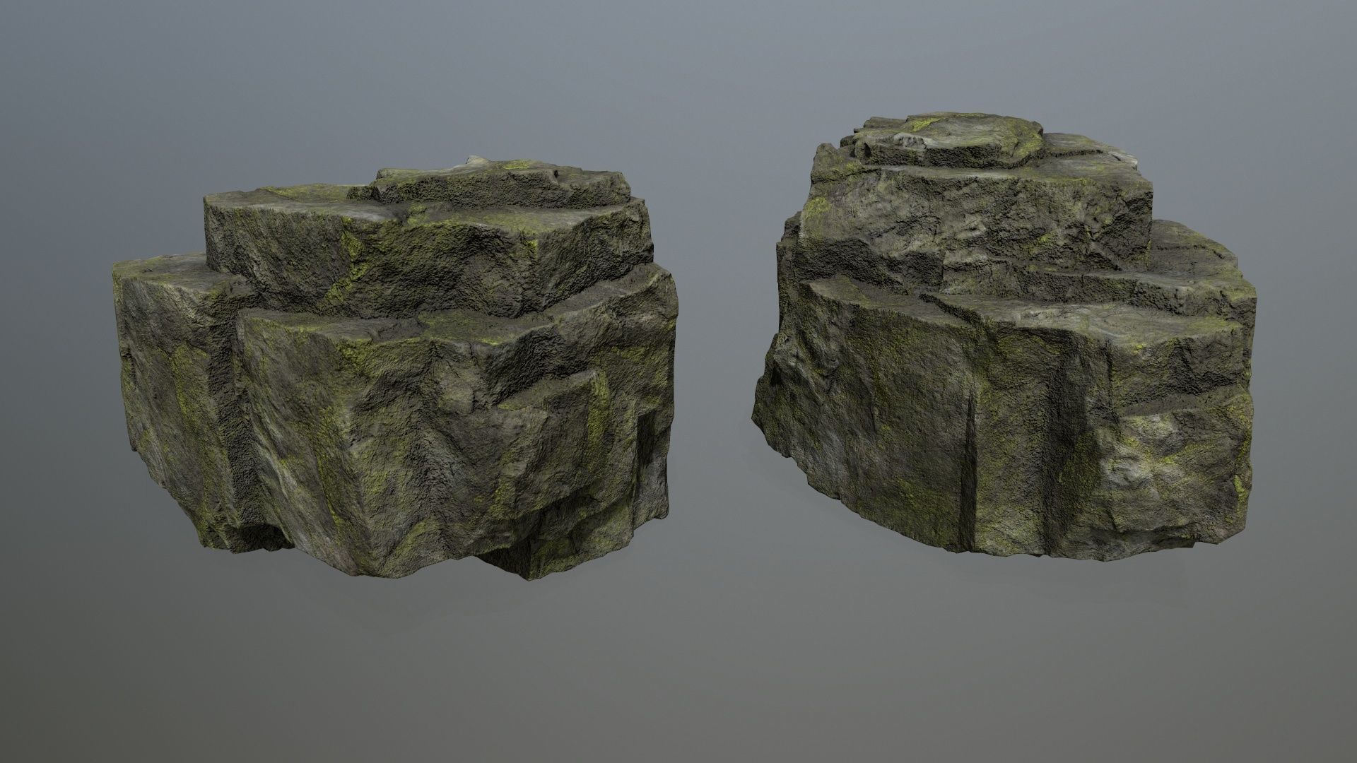 Mossy Rocks Set Low-poly 3D model_11