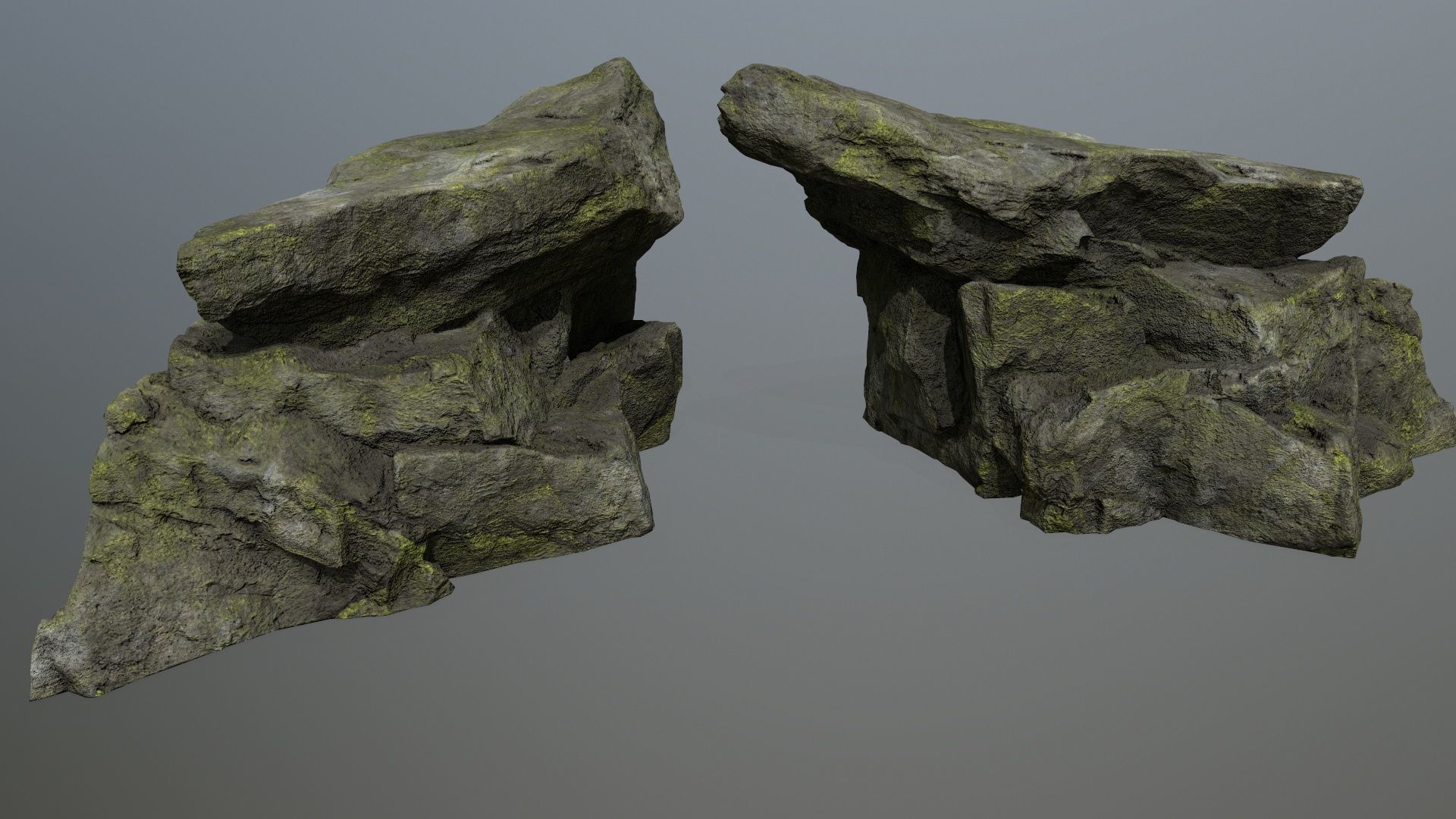Mossy Rocks Set Low-poly 3D model_10