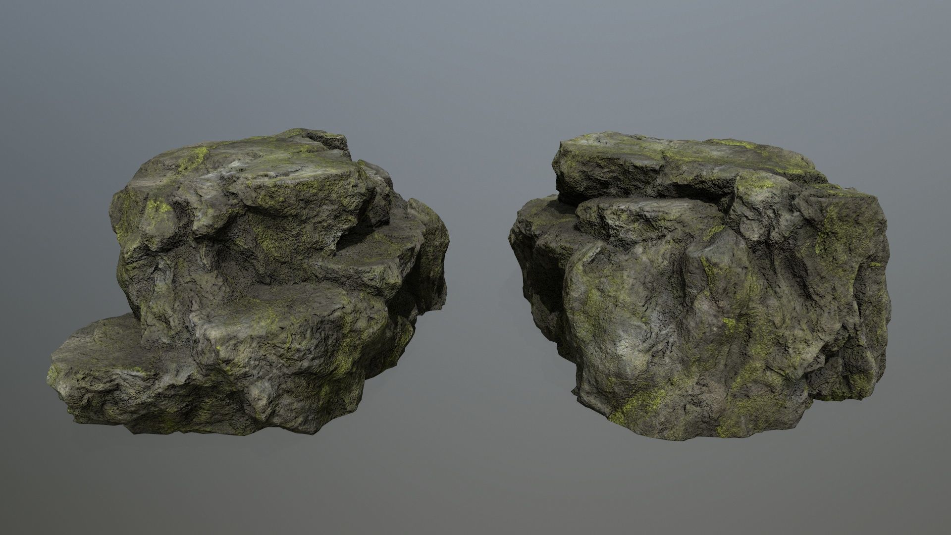 Mossy Rocks Set Low-poly 3D model_9