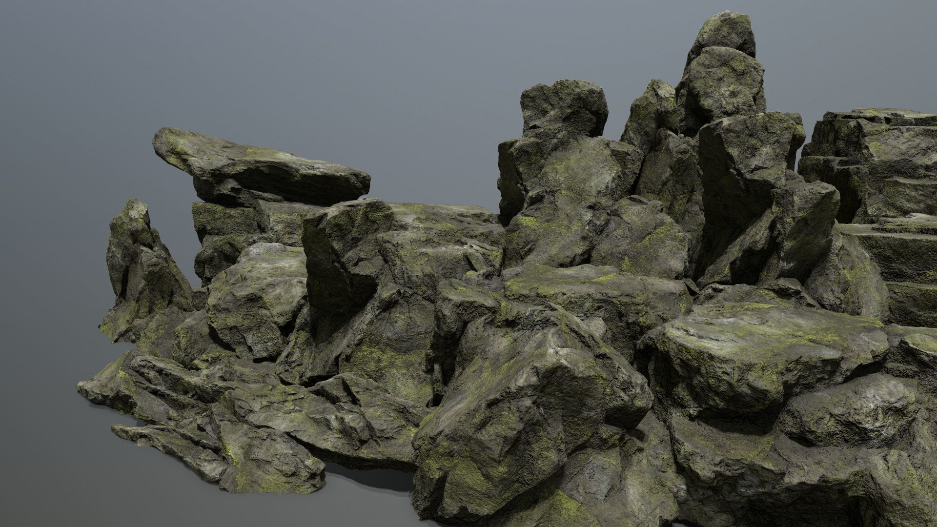 Mossy Rocks Set Low-poly 3D model_1