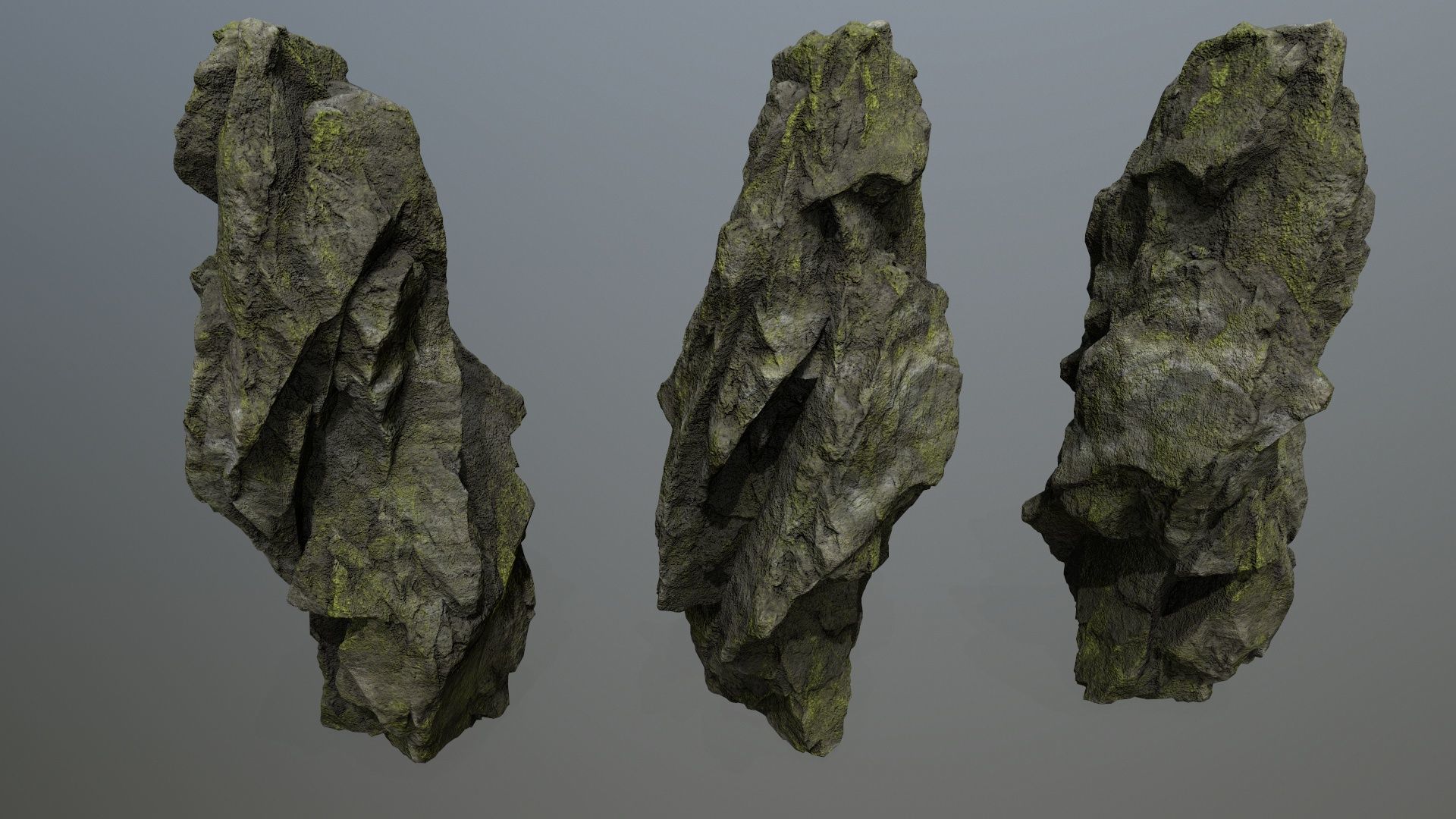 Mossy Rocks Set Low-poly 3D model_12