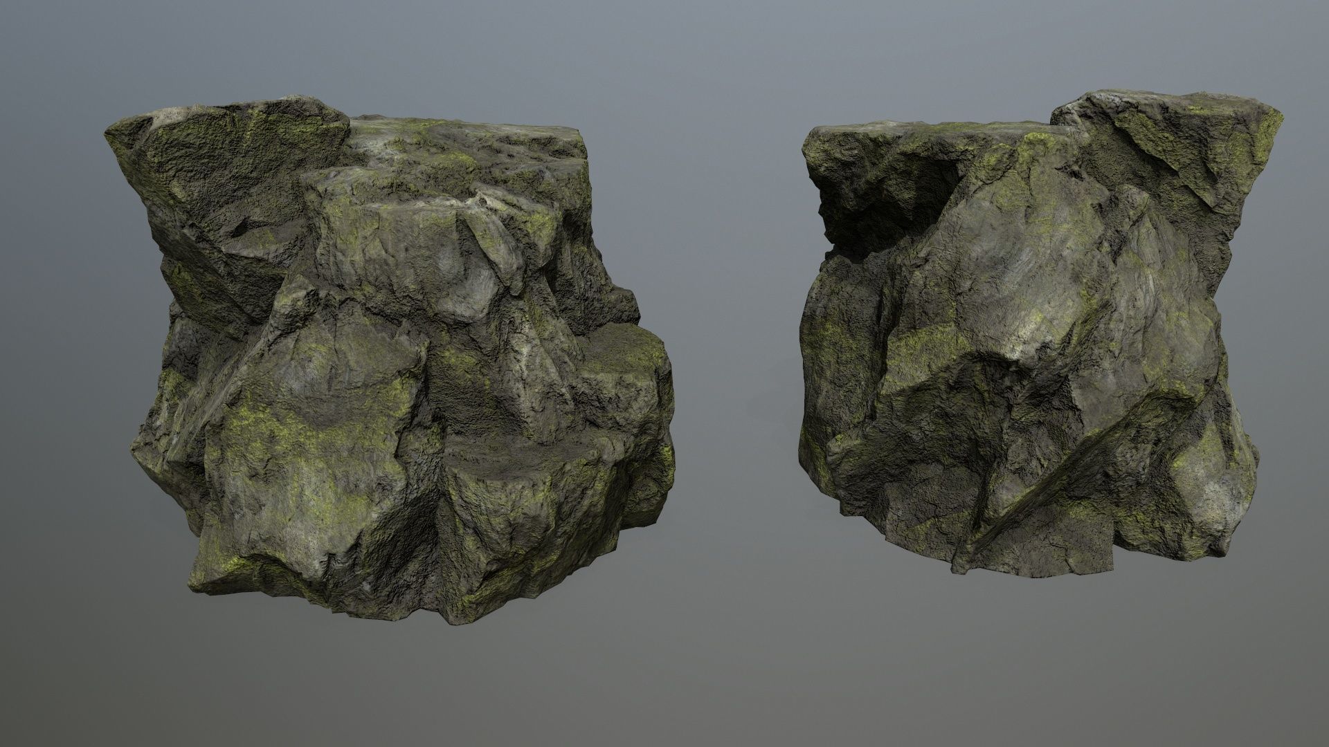 Mossy Rocks Set Low-poly 3D model_5