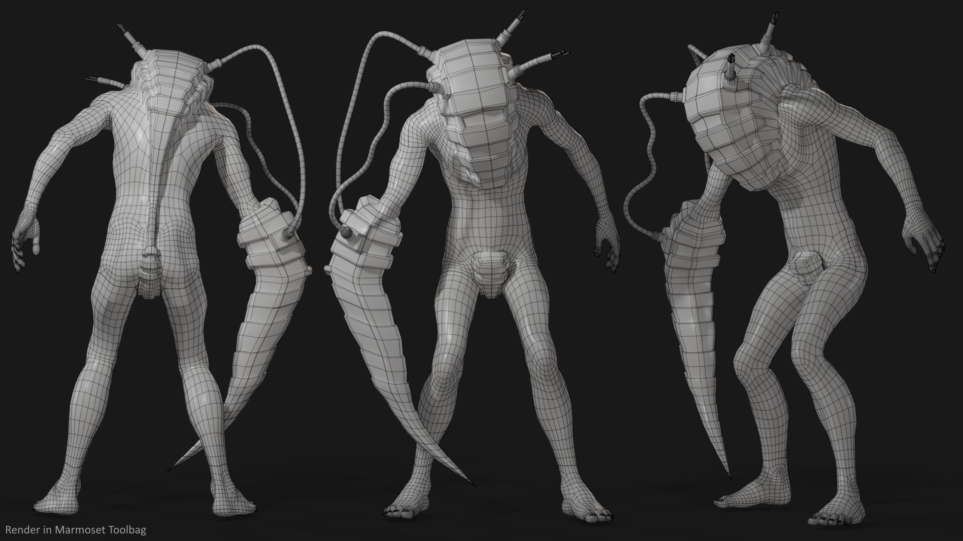 Sci-fi Cyber Victim 1 Low-poly 3D model_16