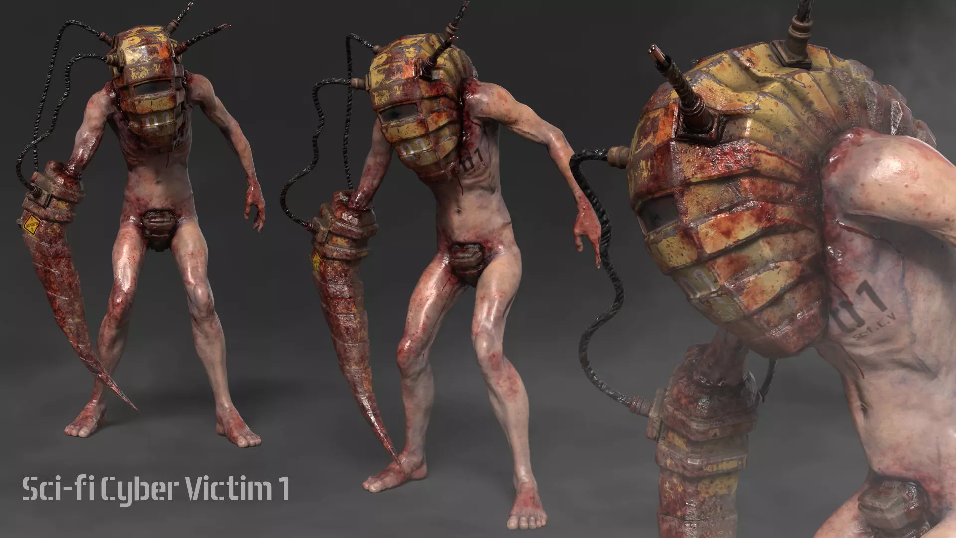 Sci-fi Cyber Victim 1 Low-poly 3D model_0