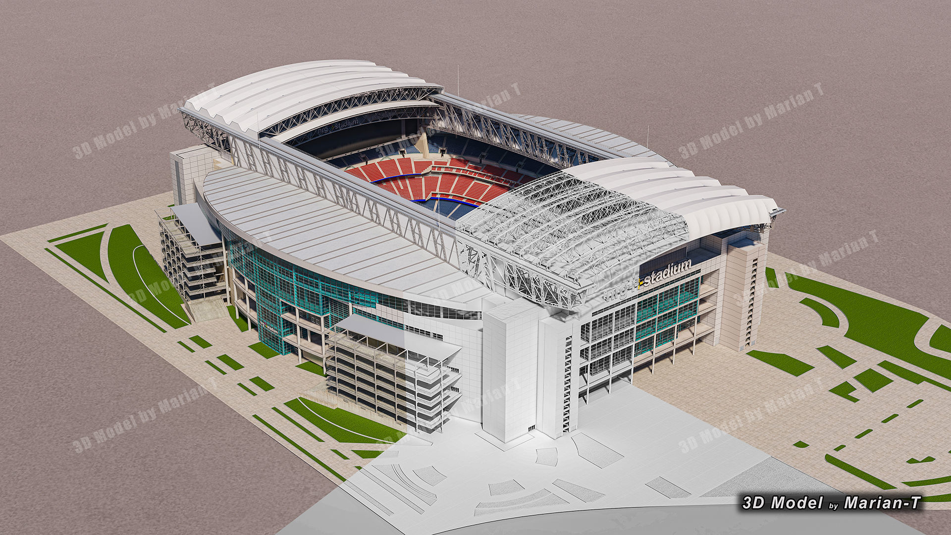 NRG Stadium - Houston Texas USA Low-poly 3D model