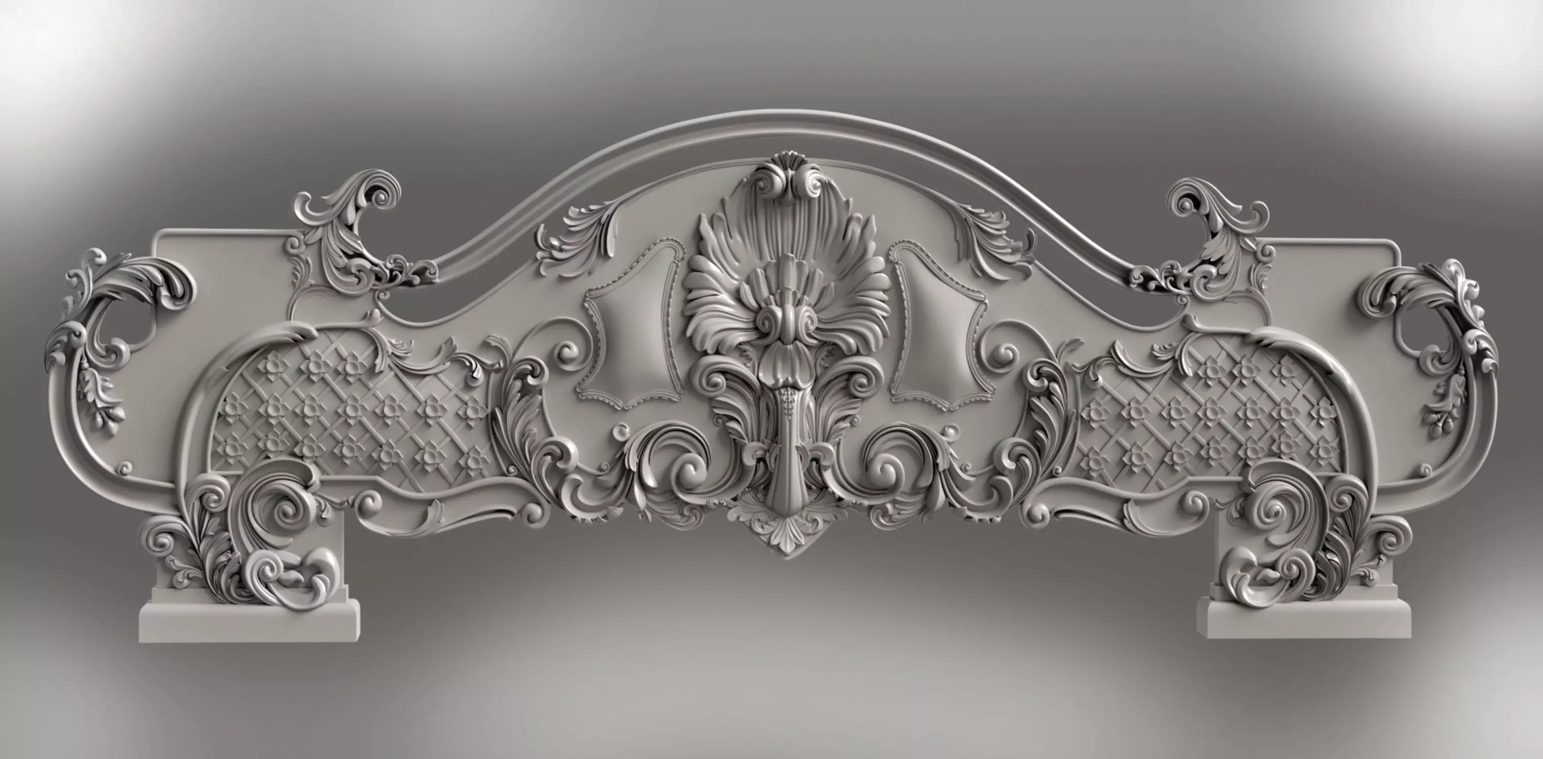 Baroque bed headboard for engraving on a CNC machine 3D print model_0