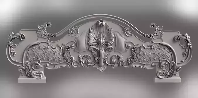 Baroque bed headboard for engraving on a CNC machine 3D print model