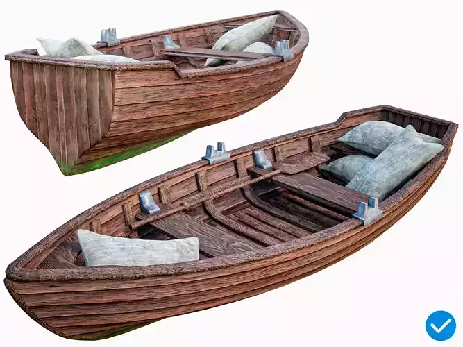 Wooden Old Boat PBR Low-poly 3D model