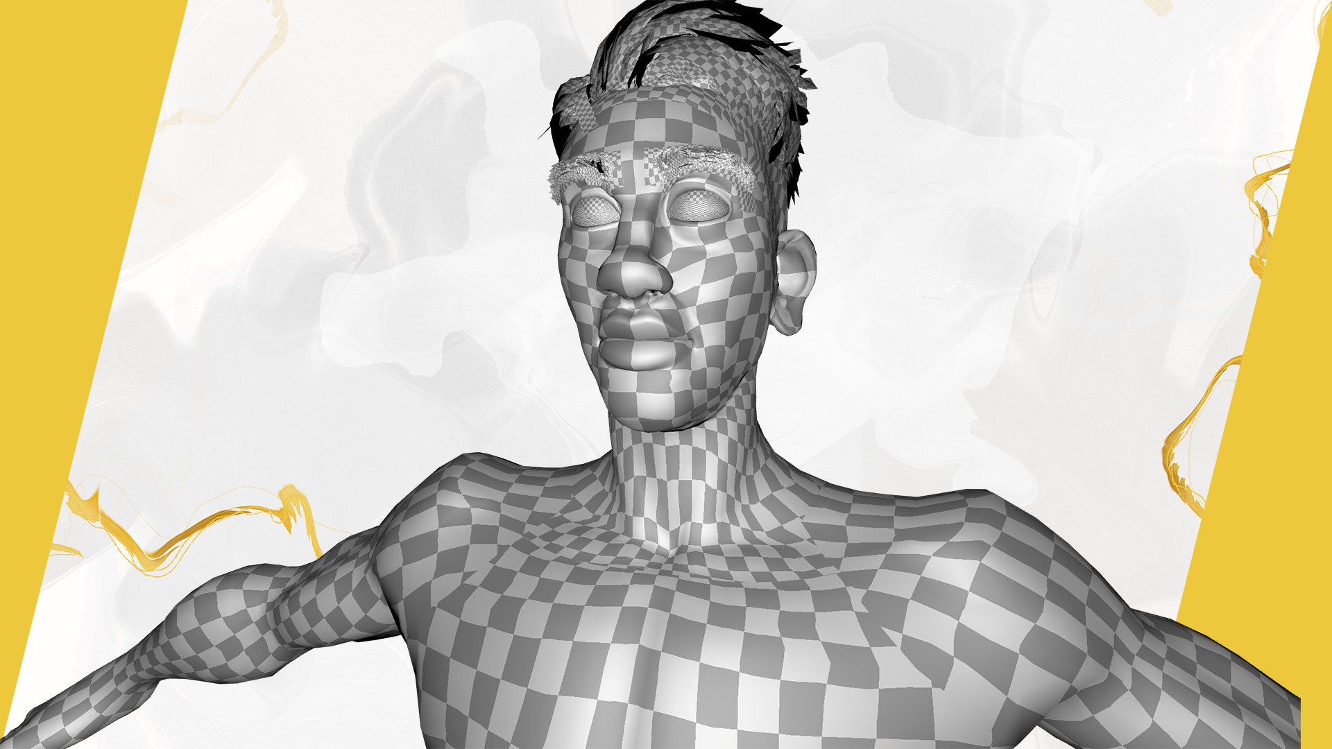 Cartoon young man in Swimming Trunks semi-realistic rendering Low-poly 3D model_31