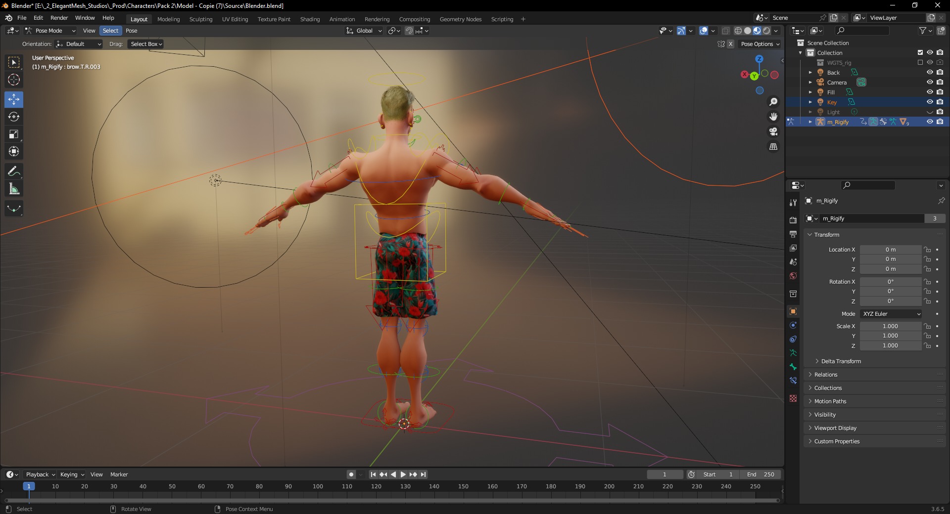 Cartoon young man in Swimming Trunks semi-realistic rendering Low-poly 3D model_22