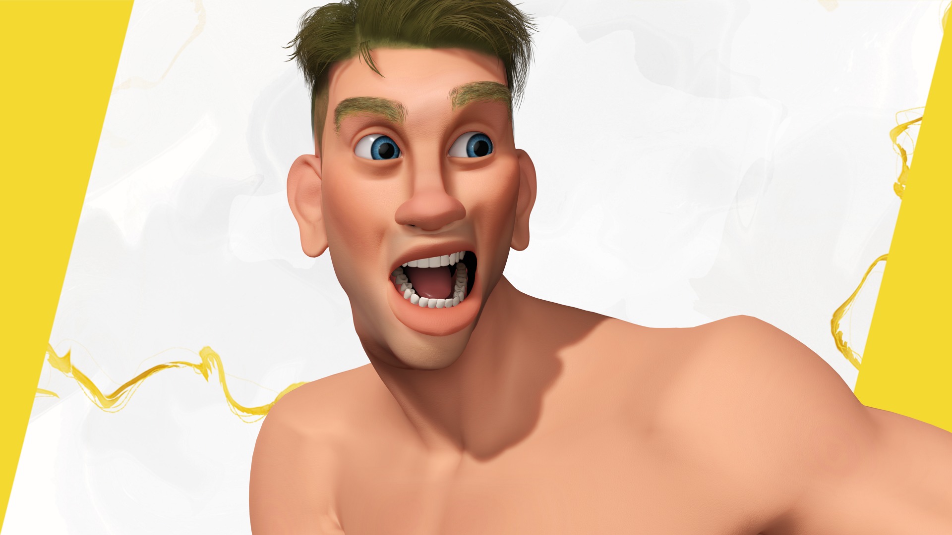 Cartoon young man in Swimming Trunks semi-realistic rendering Low-poly 3D model_9