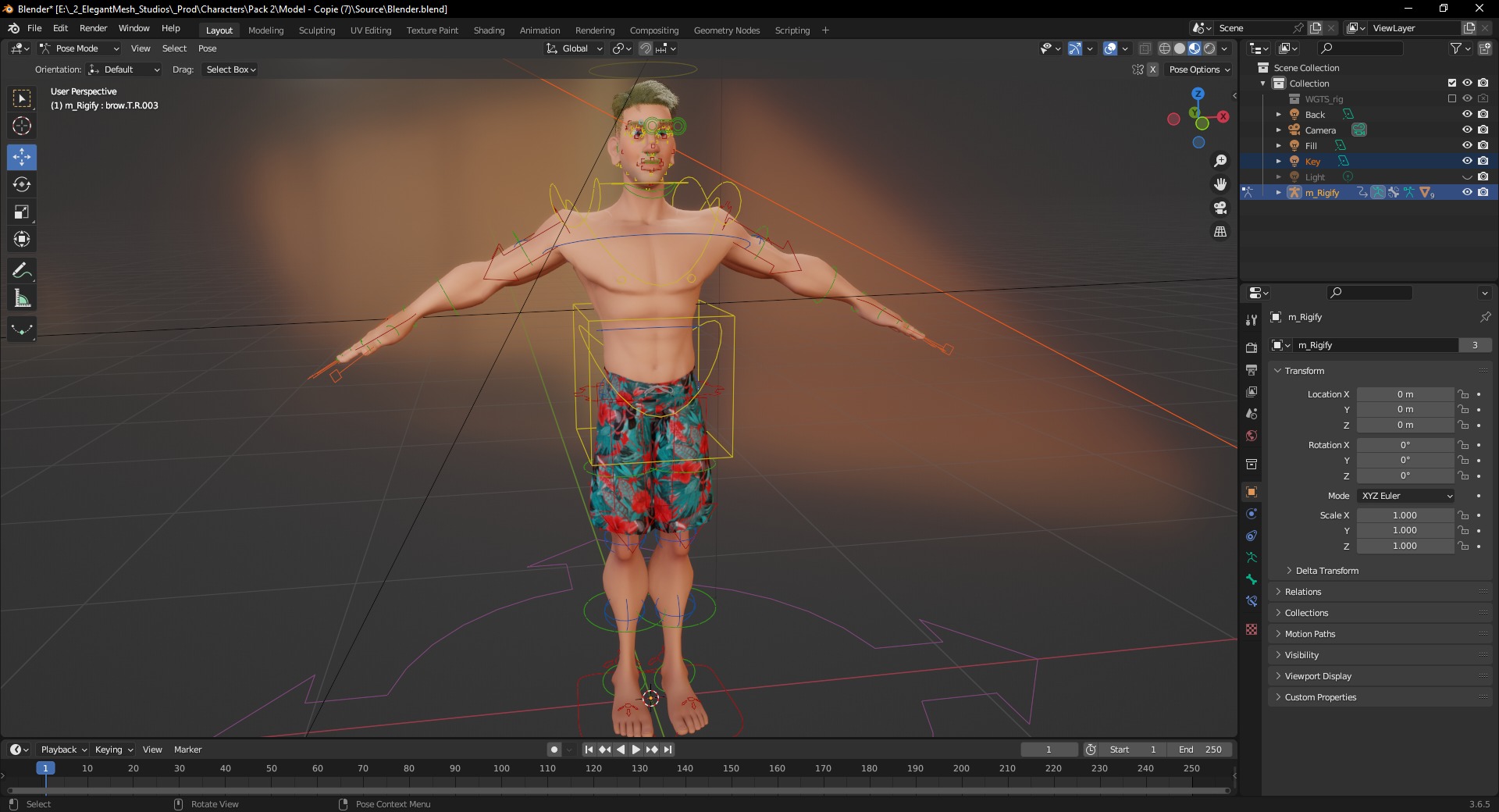 Cartoon young man in Swimming Trunks semi-realistic rendering Low-poly 3D model_21