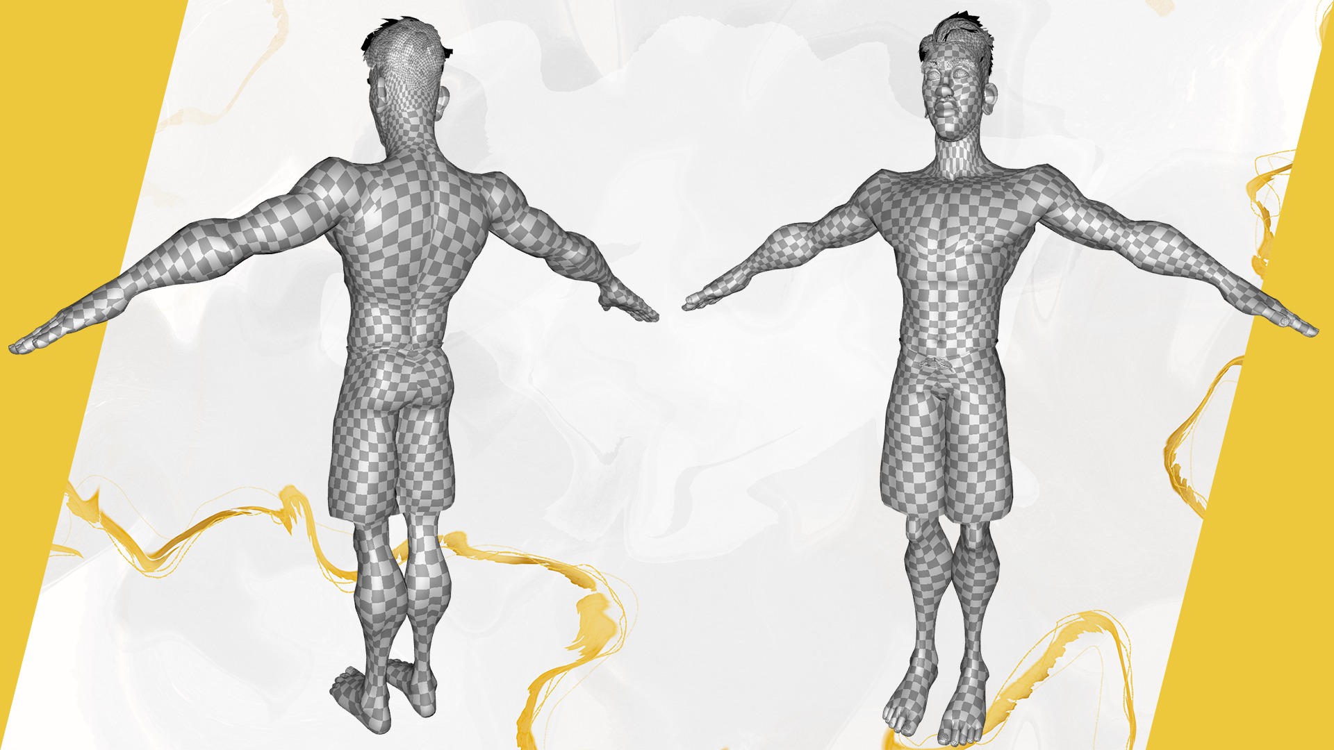 Cartoon young man in Swimming Trunks semi-realistic rendering Low-poly 3D model_30