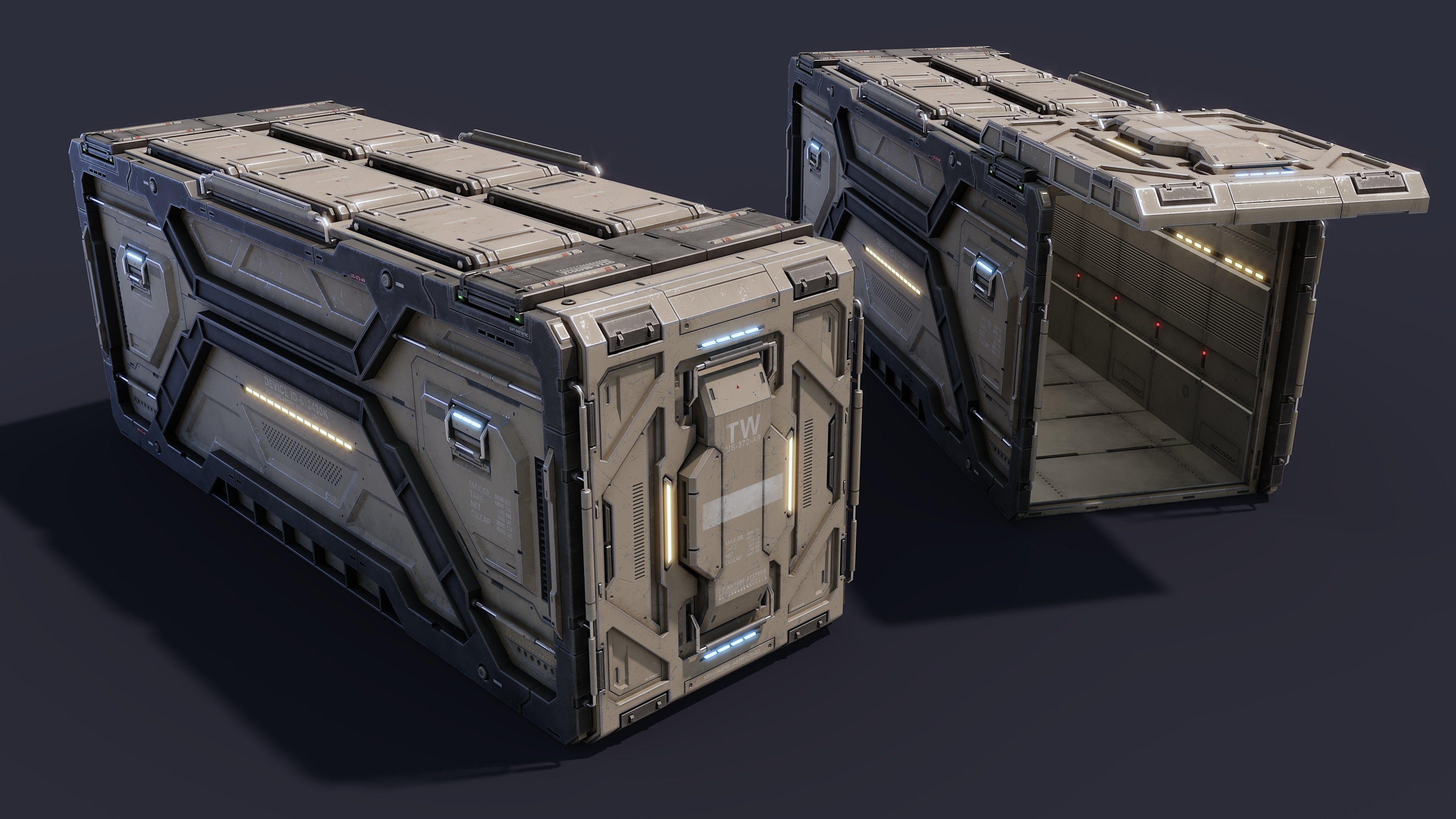 Sci-Fi Container Type F-PBR Low-poly 3D model_1