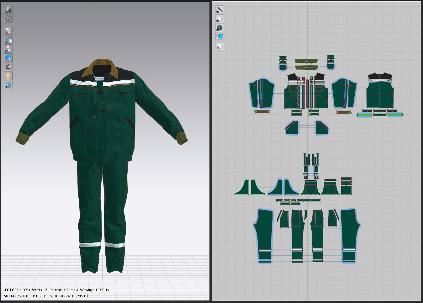 Worker Suit - Jacket and Overalls  3D model_5