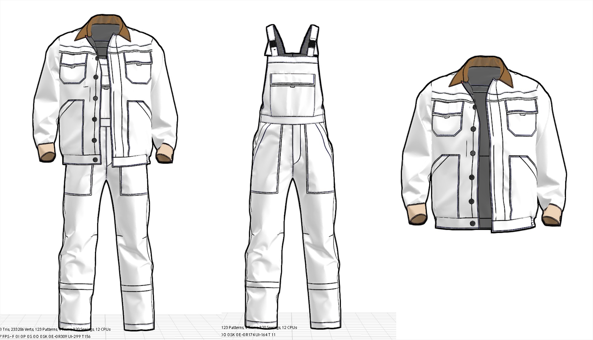 Worker Suit - Jacket and Overalls  3D model_4