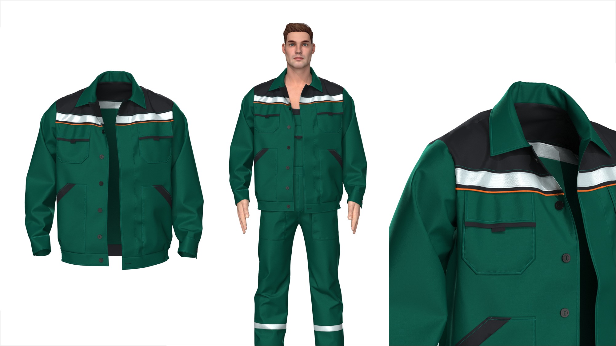 Worker Suit - Jacket and Overalls  3D model_3