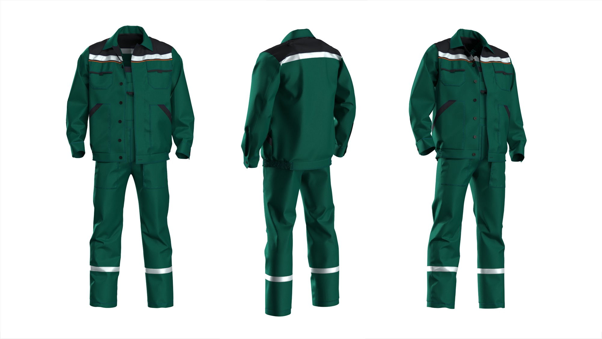 Worker Suit - Jacket and Overalls  3D model_1