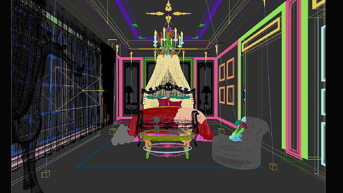 European style children room 3D model 7