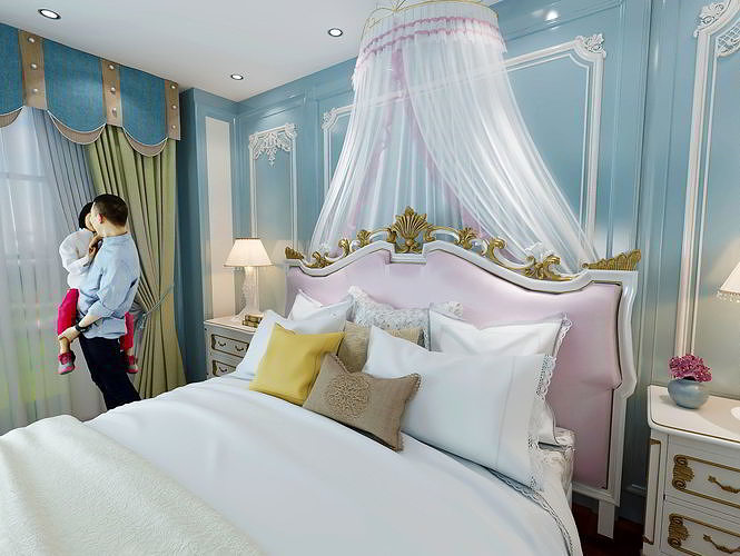 European style children room 3D model 6