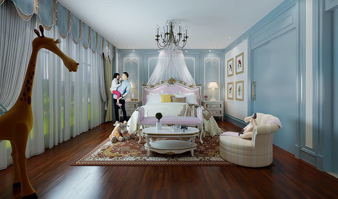 European style children room 3D model 2