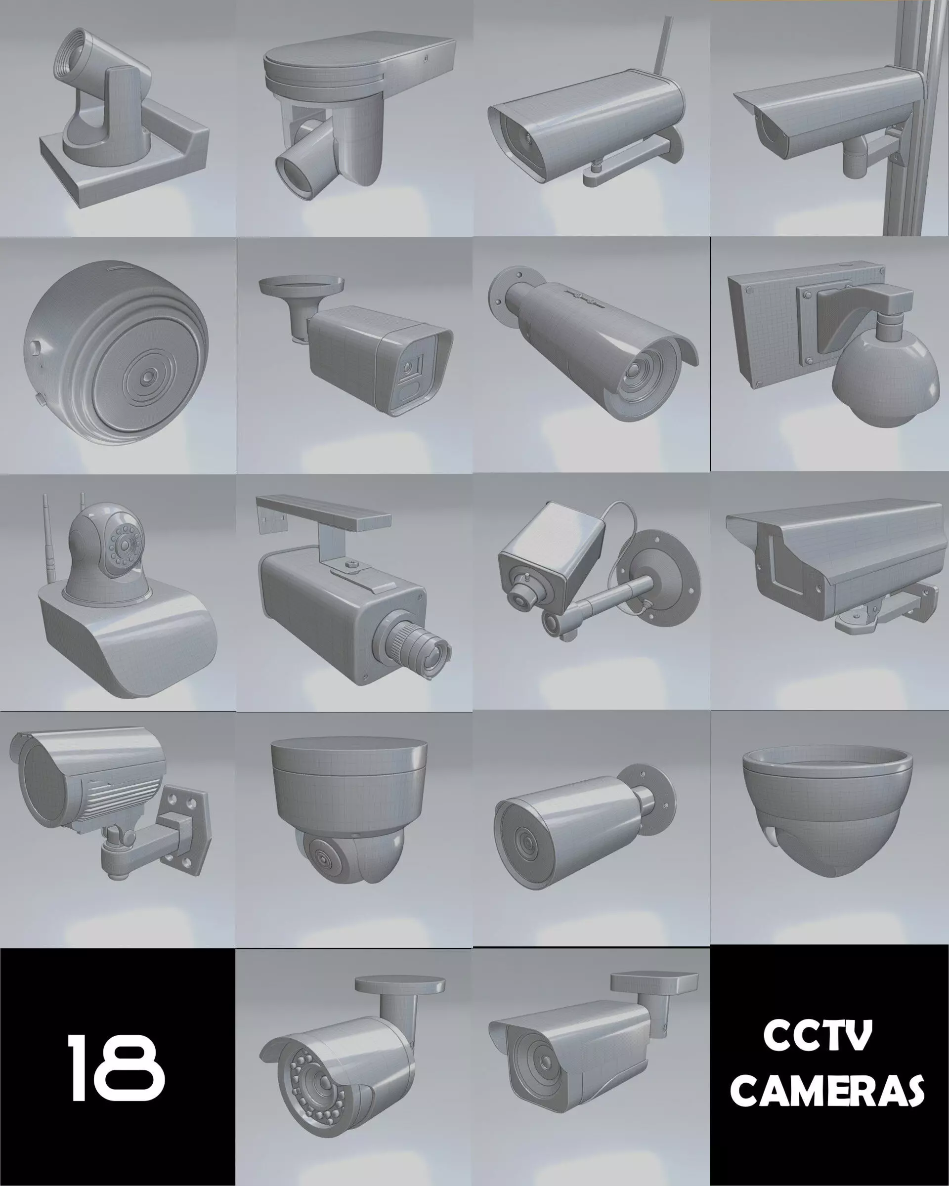 3D CCTV Camera Asset Pack - 18 High-Quality Models 3D model_0