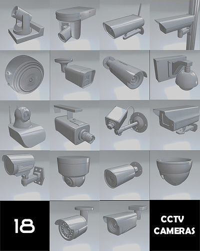 3D CCTV Camera Asset Pack - 18 High-Quality Models 3D model