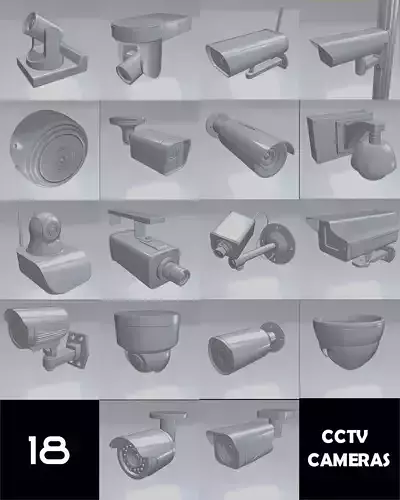 3D CCTV Camera Asset Pack - 18 High-Quality Models