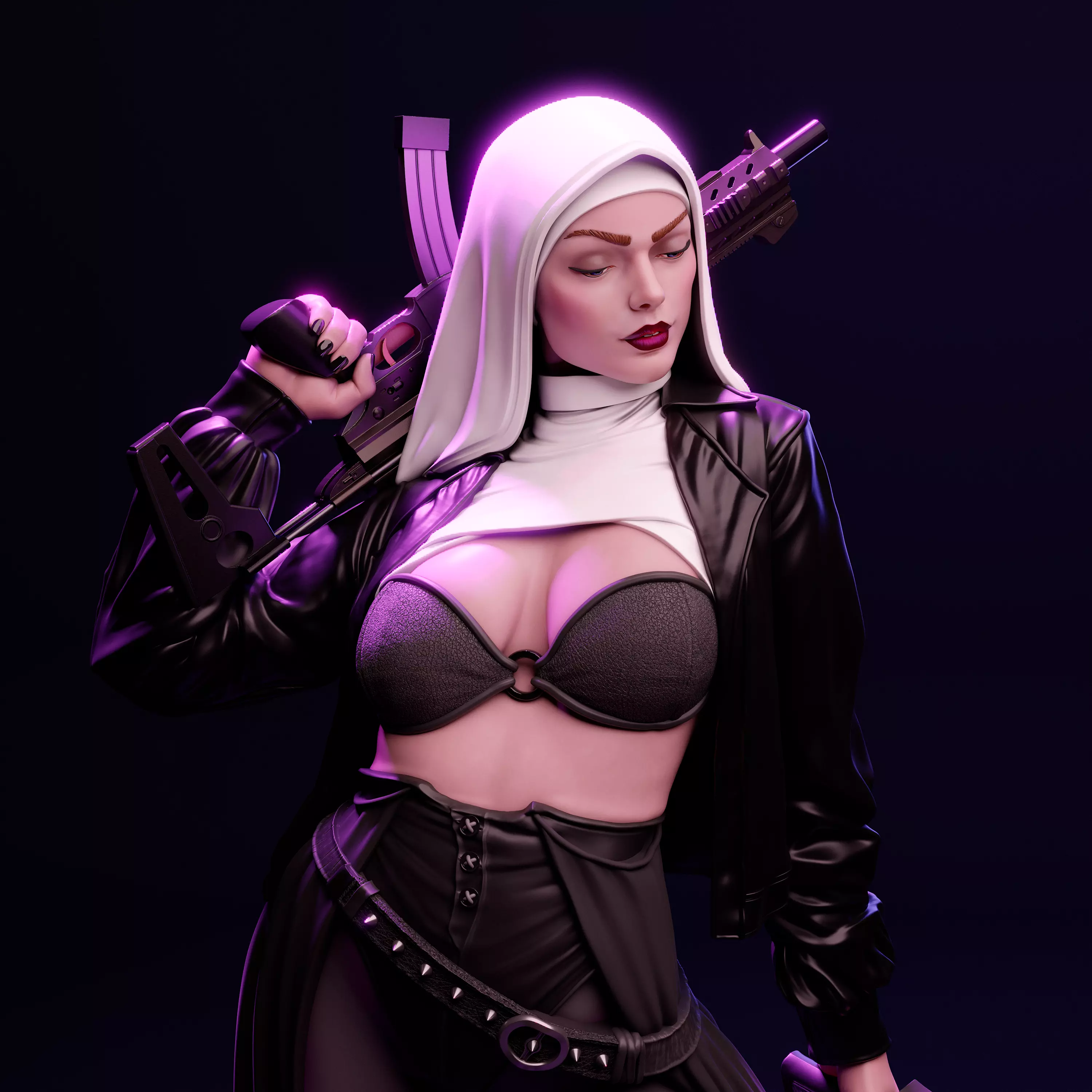Nun with Gun 3D Print 3D print model