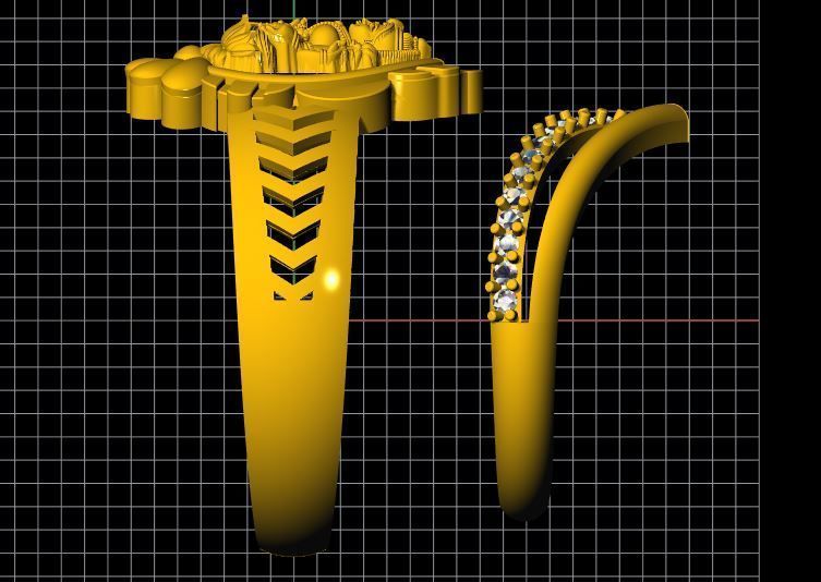 Laxmi and chevron ring 3dm file 3D print model_31