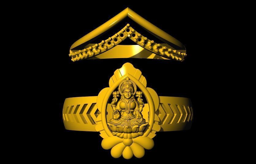 Laxmi and chevron ring 3dm file 3D print model_12