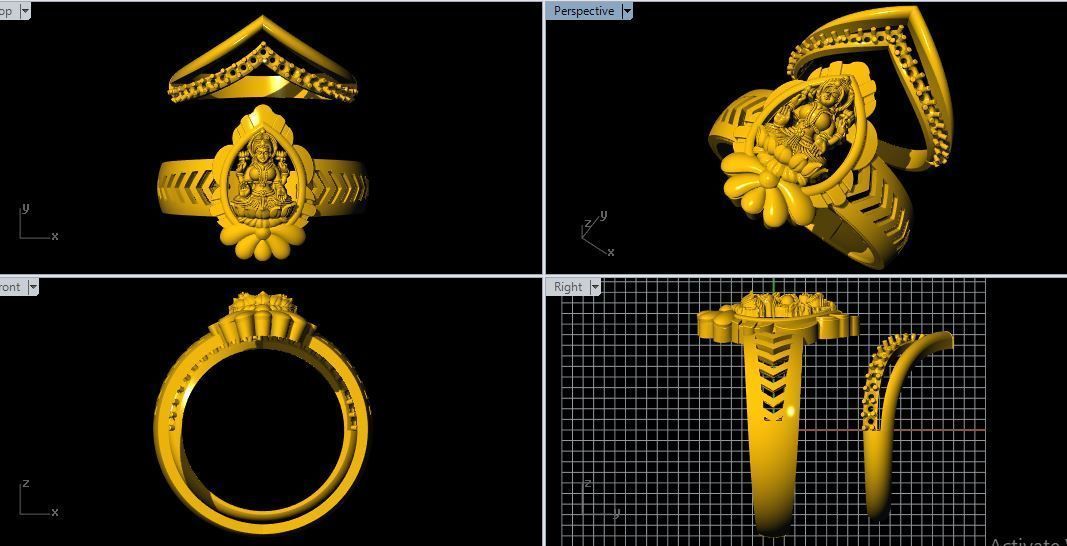 Laxmi and chevron ring 3dm file 3D print model_9