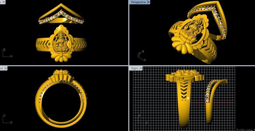 Laxmi and chevron ring 3dm file 3D print model_10