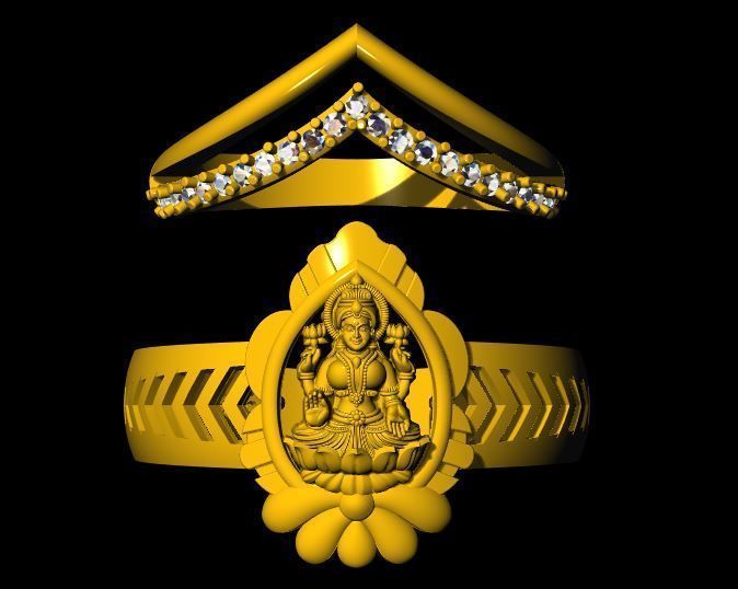 Laxmi and chevron ring 3dm file 3D print model_25