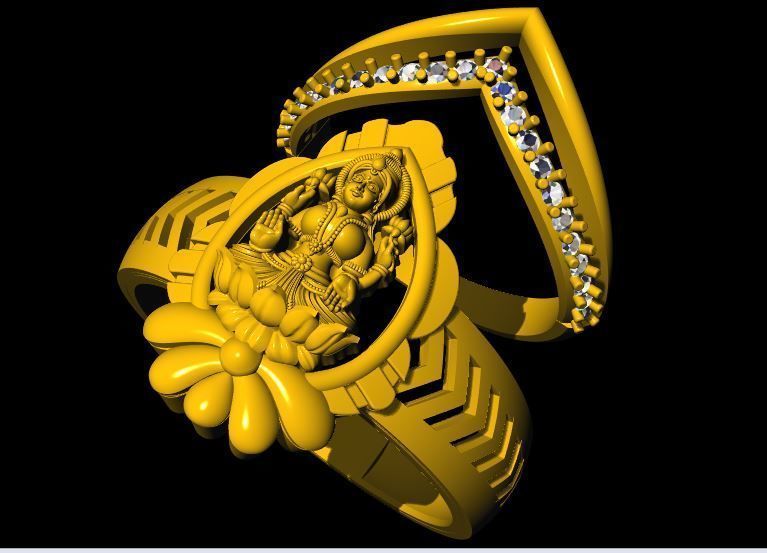Laxmi and chevron ring 3dm file 3D print model_14