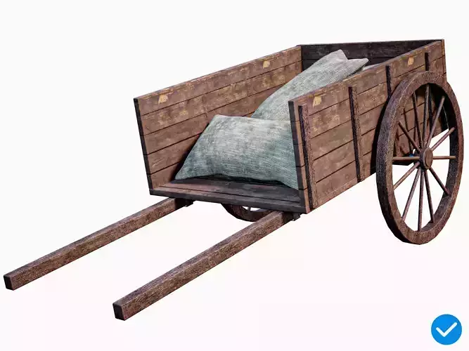 Wooden Cart Gameready PBR Low-poly 3D model