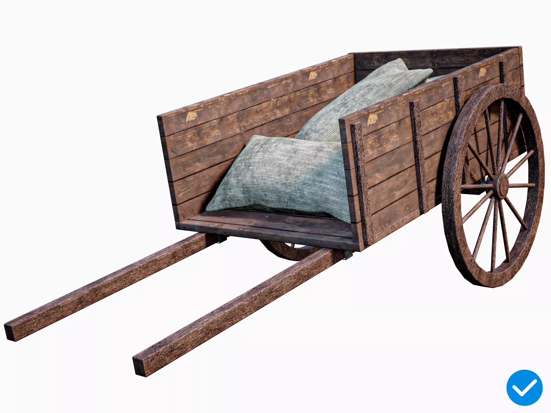 Wooden Cart Gameready PBR Low-poly 3D model