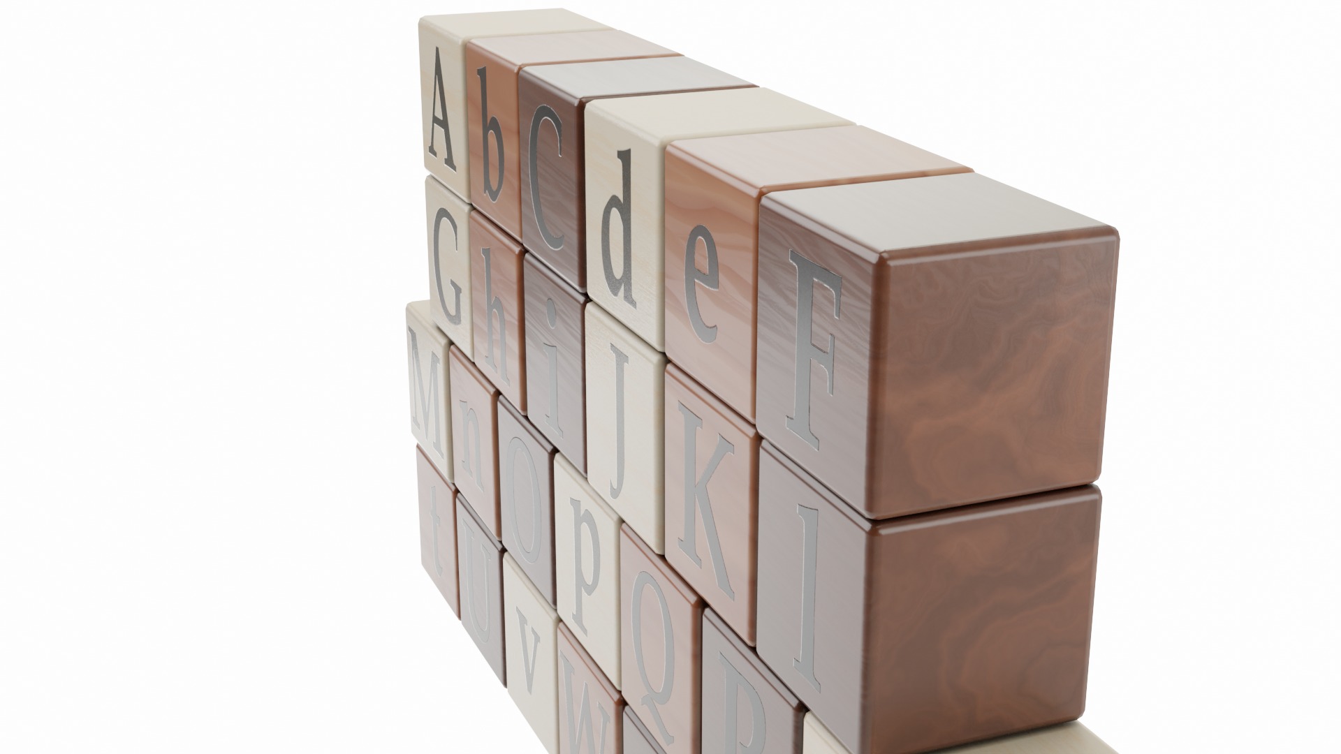 Wooden Letter Blocks 3D model_2