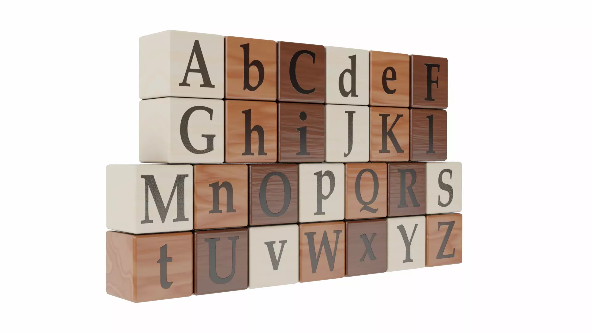 Wooden Letter Blocks 3D model_0