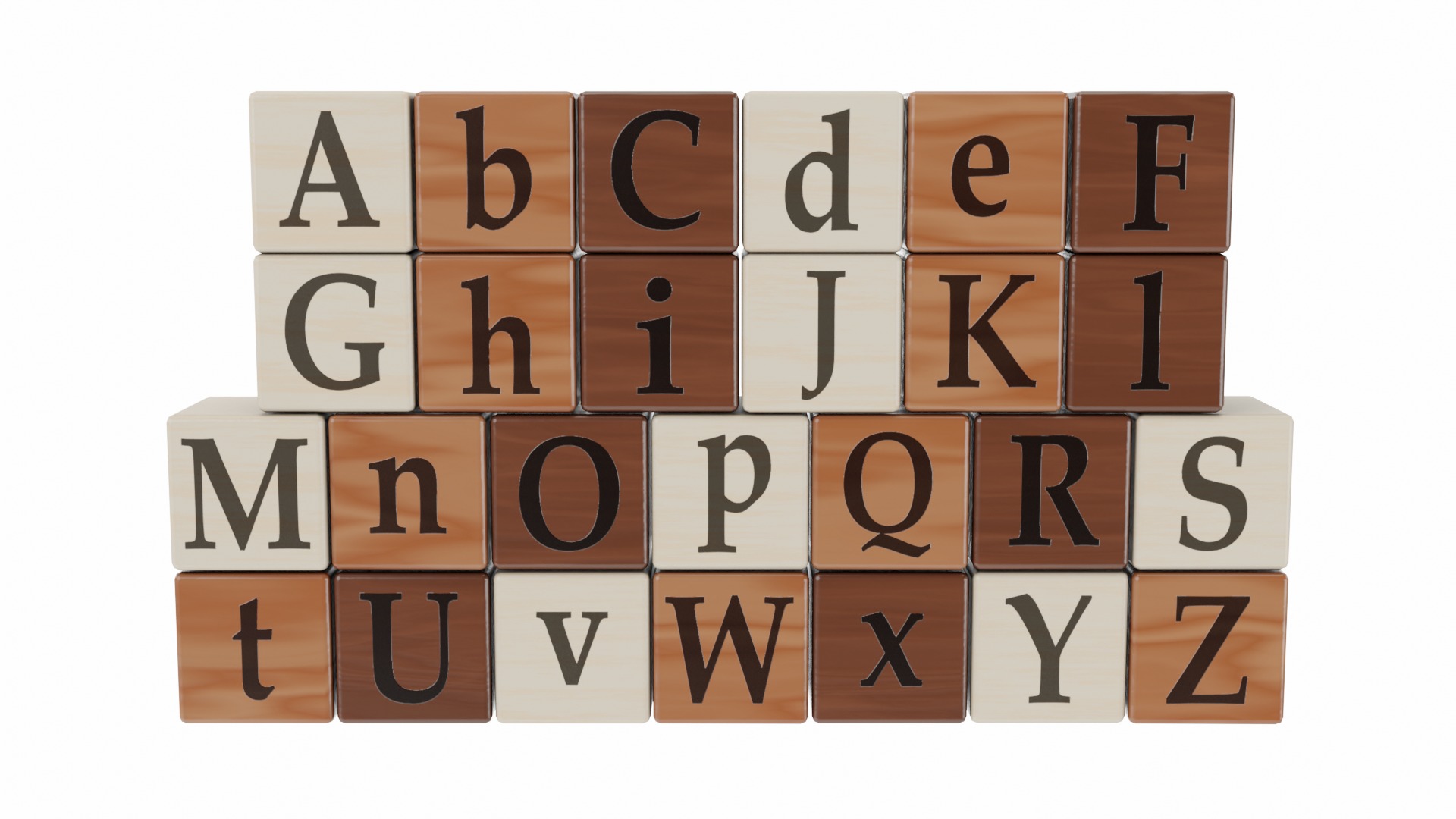 Wooden Letter Blocks 3D model_1