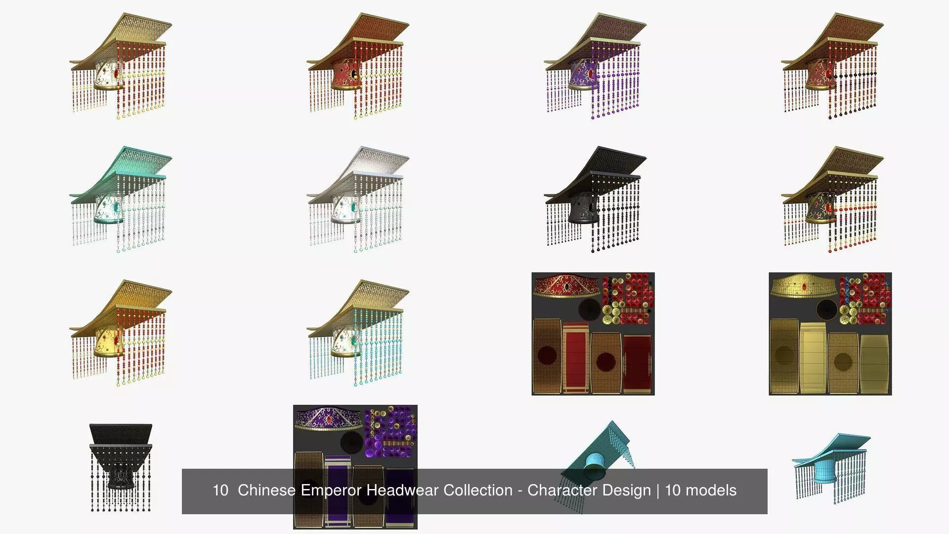 10 Chinese Emperor Headwear Collection - Character Design _1